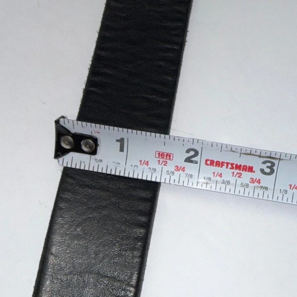 Fox Creek Leather Belt Mens 44 Black Full Grain Leather Roller Buckle USA Made